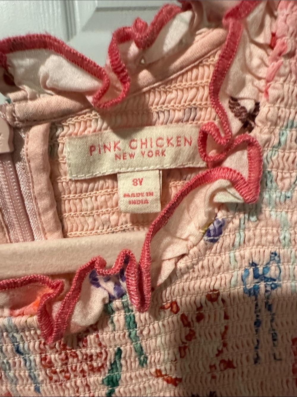 Pink Chicken Girls Pink Bow Print Smocked Dress - Picture 3 of 3